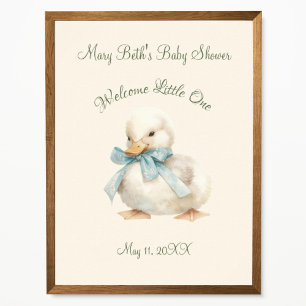 Duckling with Ribbon Baby Shower Welcome Sign