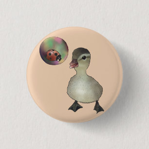 duckling with soap bubble 3 cm round badge