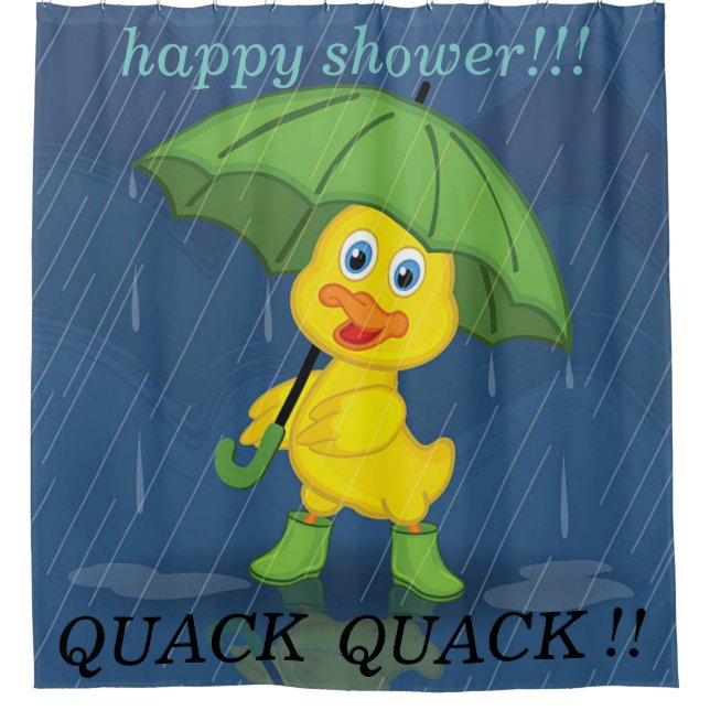 Duckling with umbrella hiding from rain curtain (Front)