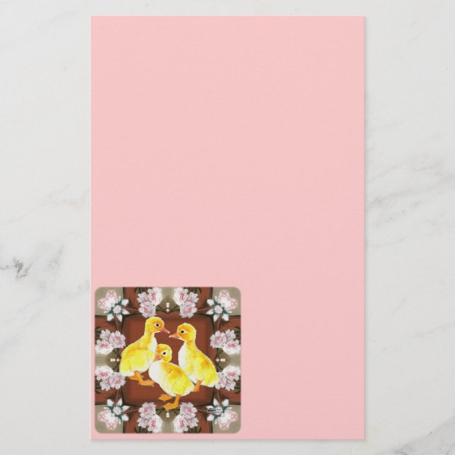 Ducklings and Roses Stationery (Front)