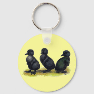 Ducklings Black Cayuga Key Ring