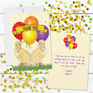 Ducklings Colourful Balloons Children's Birthday Thank You Card