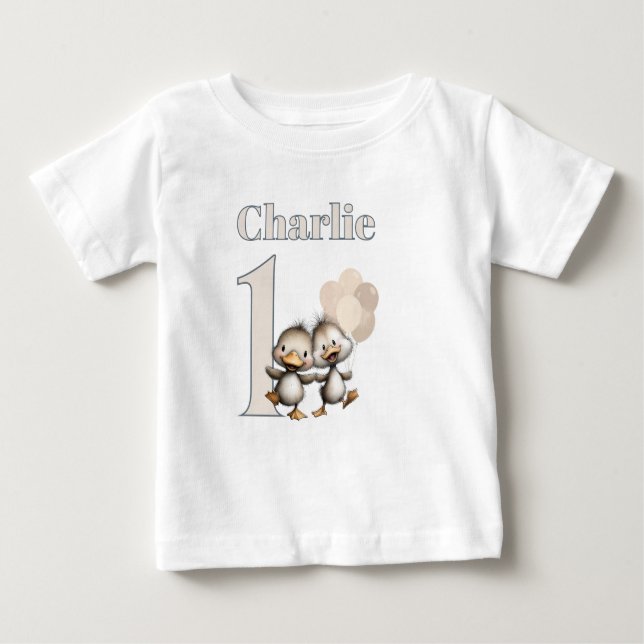 Ducklings Dancing 1st Birthday Celebrations! Baby T-Shirt (Front)