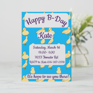 Ducklings Happy Birthday Invitation