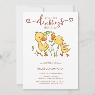 Ducklings Twins Baby Shower Invitation