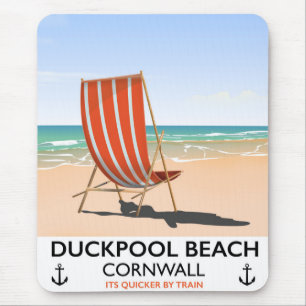 Duckpool Beach Cornwall travel poster Mouse Pad