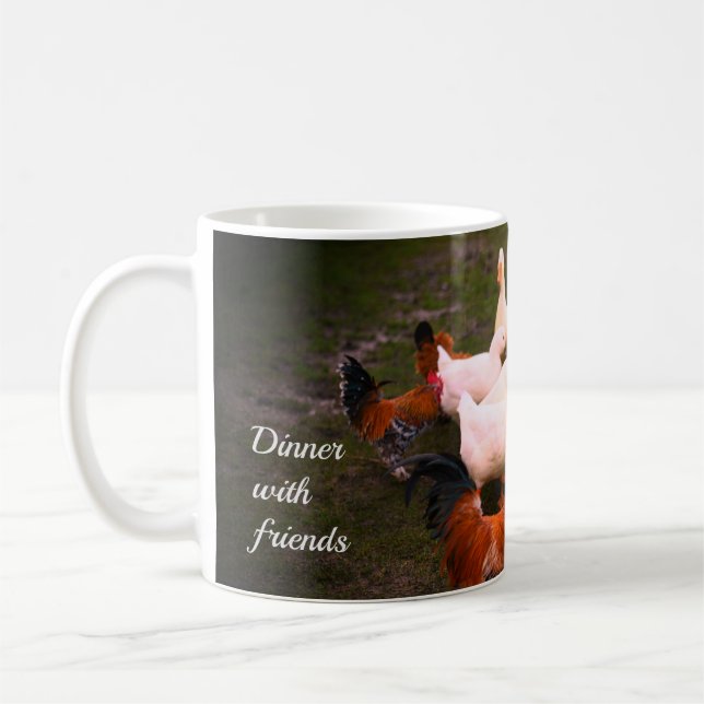 Ducks and Chickens Dinner with Friends Coffee Mug (Left)