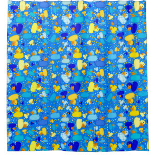 Ducks-and-Dots-Style 3 Blue 3-SHOWER CURTAIN