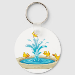Ducks and fountain key ring
