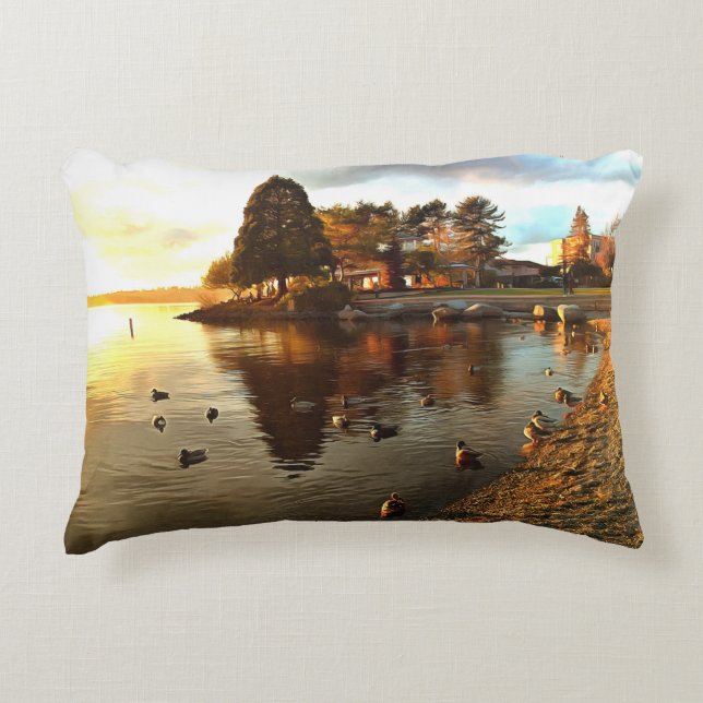 Ducks and Tree at Sunset Accent Pillow (Front)