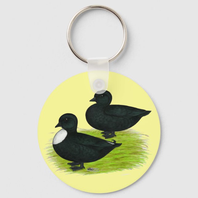 Ducks:  Black Calls Key Ring (Front)