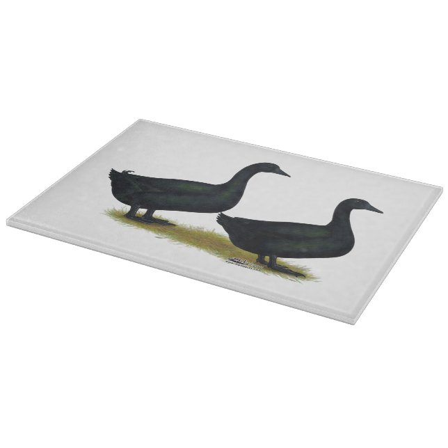 Ducks:  Black Cayugas Cutting Board (Corner)