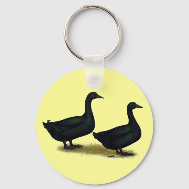 Ducks:  Black Cayugas Key Ring (Front)