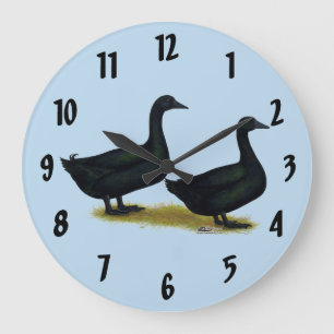 Ducks: Black Cayugas Large Clock