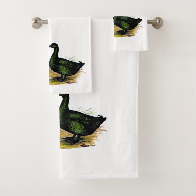 Ducks:  Cayuga Pair Bath Towel Set (Insitu)
