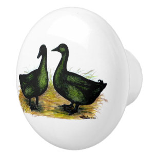 Ducks:  Cayuga Pair Ceramic Knob