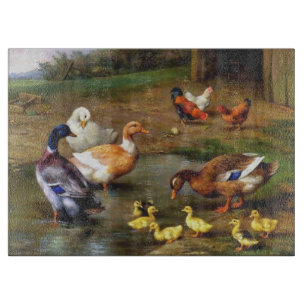 Ducks Ducklings Farm Birds painting Cutting Board