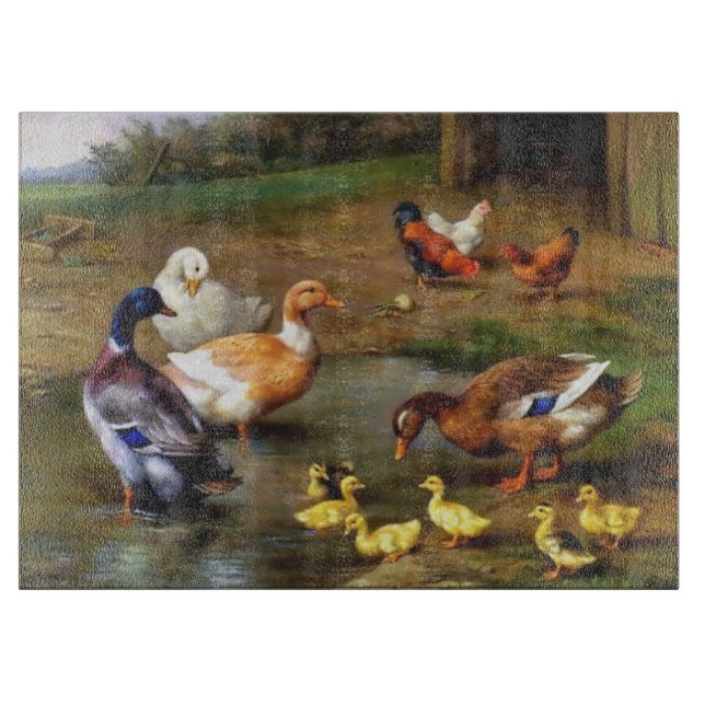 Ducks Ducklings Farm Birds painting Cutting Board (Front)