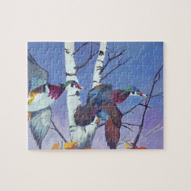 Ducks Flying in Fall Jigsaw Puzzle (Horizontal)