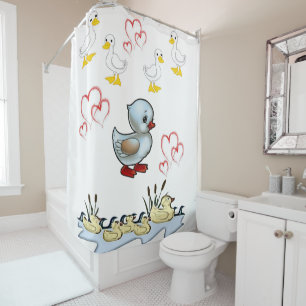 Ducks heart shower curtain