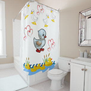 Ducks heart shower curtain