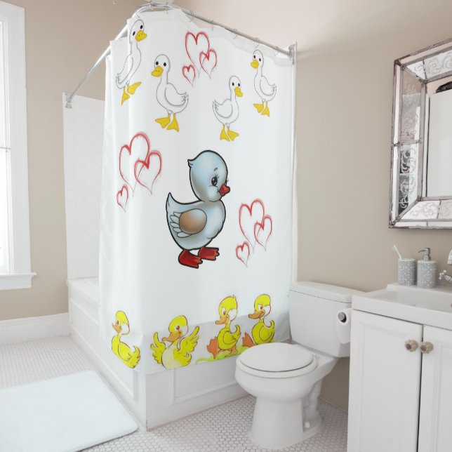 Ducks heart shower curtain (In Situ)