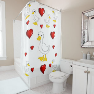 Ducks heart shower curtain