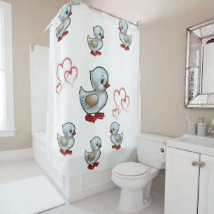 Ducks heart shower curtain