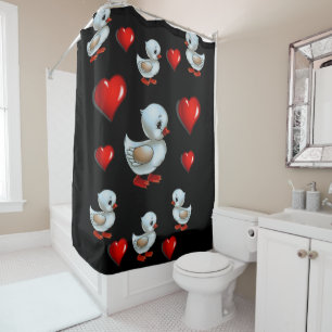 Ducks heart shower curtain