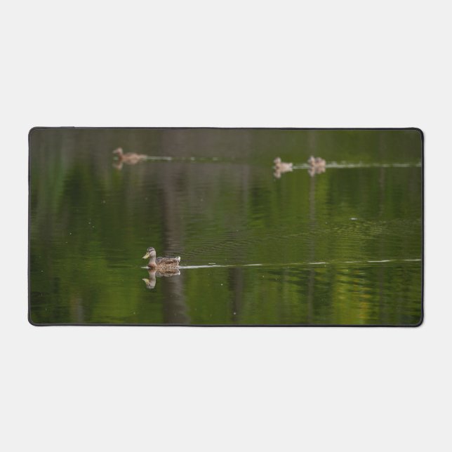 Ducks in a Green Lake Desk Mat (Front)