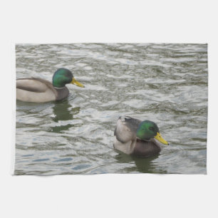 Ducks in a pond tea towel