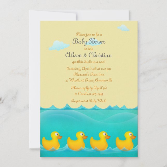 Ducks in a Row Baby Shower Invitation (Front)