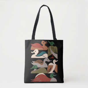 Ducks In A Row (Black) Tote Bag