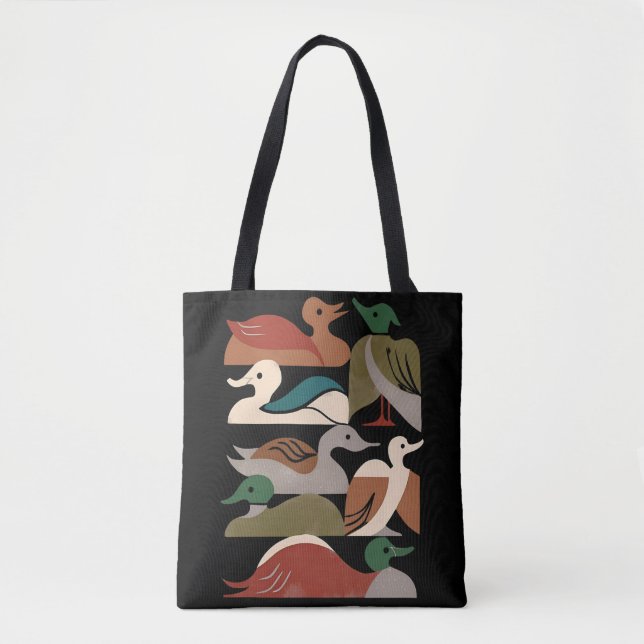 Ducks In A Row (Black) Tote Bag (Front)