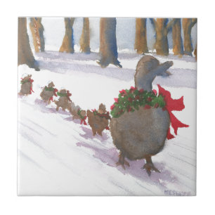ducks in boston common during the winter holidays tile
