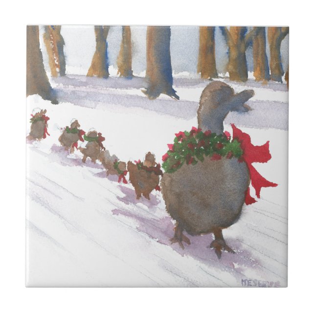 ducks in boston common during the winter holidays tile (Front)