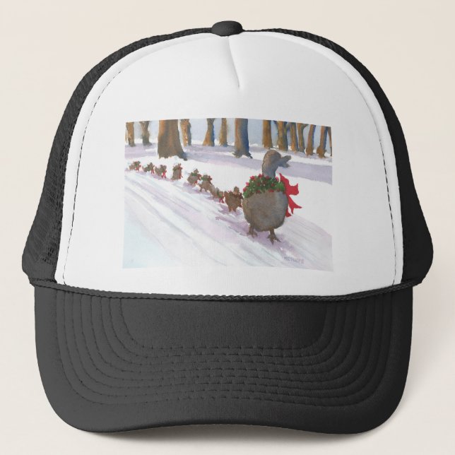ducks in boston common during the winter holidays trucker hat (Front)