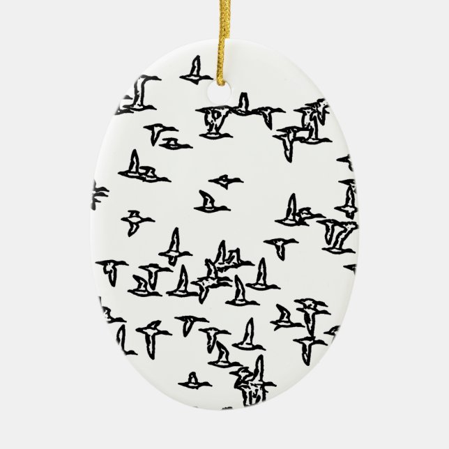 Ducks in Flight - Duck Hunting Art Ceramic Ornament (Front)