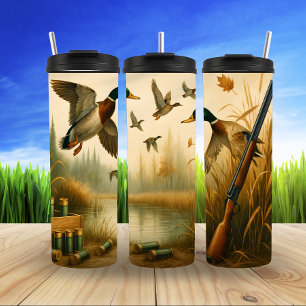 Ducks in Flight Over Marsh Thermal Tumbler