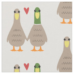 Ducks in Love   Cute Ducks Couple with Heart Fabric