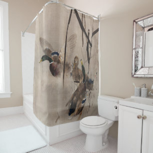 Ducks in the Water Japanese Fine Art Shower Curtain