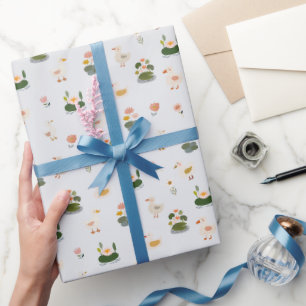 Ducks & Lily Pads on Off-White Wrapping Paper