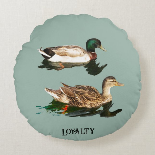 Ducks mallards round cushion (Front)