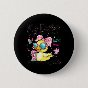 Ducks May Not Be in A Row But Having Fun Cute Duck 6 Cm Round Badge
