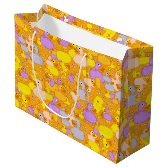 Ducks-n-Dots-Style-1-Orange-GIFT BAG L (Front Angled)