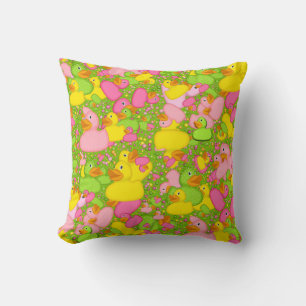 Ducks-n-Dots-Style-2-Drk Green-Sq THROW PILLOW