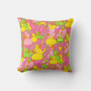 Ducks-n-Dots-Style-2-Drk Pink-Sq THROW PILLOW