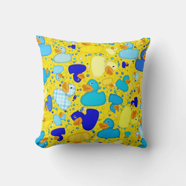 Ducks-n-Dots-Style-3-Drk Yellow-Sq THROW PILLOW (Front)