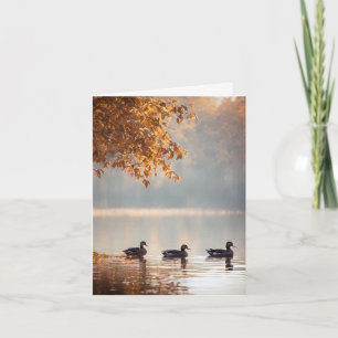 Ducks On Autumn Lake Note Card