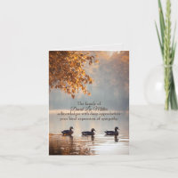 Ducks On Autumn Lake Sympathy Thank You